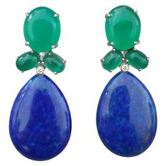 Chic Art, Simple Chic, I Love Jewelry, Green Onyx, Jewelry Handmade, Handmade Earrings, Oval Shape, Lapis Lazuli, Ear Piercings