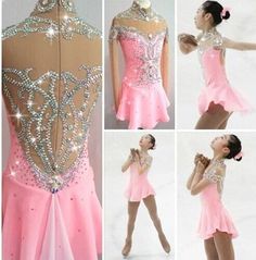 the back of a pink dress with silver beads and sequins is shown in four different views