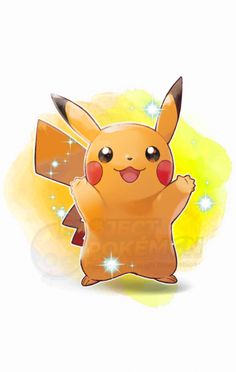 a cartoon pikachu with its arms in the air