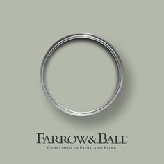 the logo for farrow & ball crafters in paint and paper, featuring a silver ring