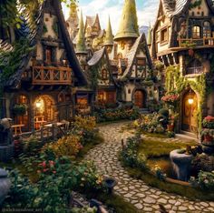 an image of a fairy village with lots of houses