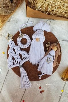 a christmas ornament is shown on a table