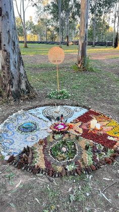 Outdoor Altar Ideas, Mother Earth Photoshoot, Gaia Altar Ideas, Romani Wedding, Elements Altar, Earth Mandala Art, Element Altar