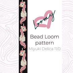 the bead loom pattern is shown in pink and black