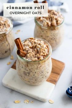 cinnamon roll overnight oats in a glass jar