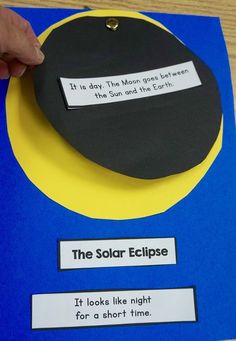 a hand holding a piece of paper that says, the solar eclipse it looks like night for a short time