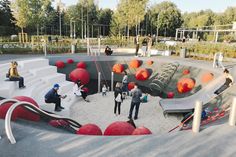 an artist's rendering of people playing in a playground