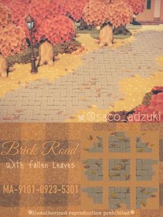 the front and back side of a business card for brick road with fallen leaves