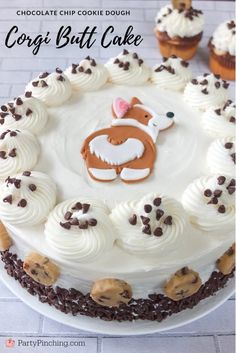 Corgi Butt Cake, Chocolate Chip Cookie Dough Cake, Edible Chocolate Chip Cookie Dough, Safe to Eat Cookie Dough, Cute Corgi Cupcakes, Dog Cake, Dog Party Ideas Corgi Cupcakes Birthday, Corgi Cake Design, Puppy Cookie Cake, Corgi Party Theme, Corgi Cake Ideas, Corgi Birthday Cake, Corgi Cupcakes, Dog Cake Design Ideas