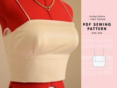 a sewing pattern for a crop top with an attached neckline and two buttons on the front