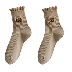 Aeshtetic Autumn Flower Tube Socks | Cute Winter Socks | Breathable Cotton Socks – Tristar Boutique Beige Cotton Socks For Winter, Trendy Beige Cotton Socks, Socks With Sneakers, Aesthetic Socks, Pretty Socks, Socks Aesthetic, Trendy Socks, Socks Cute, Girl Backpacks School