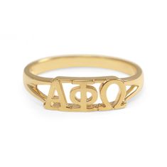 A gorgeous special edition sunshine gold Alpha Phi Omega ring made exclusively by us! The ring is solid brass with 14k gold finishing. The perfect holiday, graduation or initiation gift! Please specify ring size (5 6 7 8 9) in the drop down box. * Officially Licensed Product - passed through examination and requirements by the fraternity. In addition, part of the sales proceeds goes back to Alpha Phi Omega * Product includes lifetime warranty: We pride ourselves in our high quality products and Alpha Delta Pi Sorority, Alpha Phi Omega, Lion Earrings, Sorority Jewelry, Sorority Merchandise, Triangle Ring, Head Ring, Accessories Gold, Gold Rings Jewelry