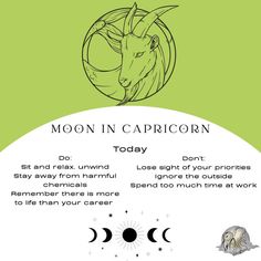 the moon in capricorn is shown with an image of a goat on it