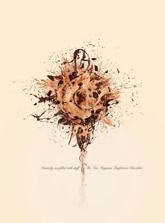 a flower that has been splattered with brown and black ink on white paper