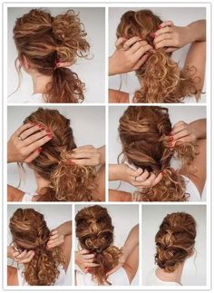 Curly Hair Frizz, Hair Updos Tutorials, Curly Hair Braids, Curly Updo, Curly Hair Updo, Braid Tutorial, Braided Hairstyles Tutorials, Curly Hair Tips, Natural Curls