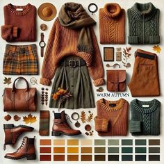 Fall Colour Outfits, Autum Pallette Clothes, Hobbit Capsule Wardrobe, True Autumn Winter Outfits, Autumn Must Haves Outfits, Homemaker Aesthetic Outfits, True Autumn Style, Fall Outfits 2024 Casual, Fall Theme Outfits