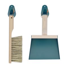 a broom and dustpan on a white background