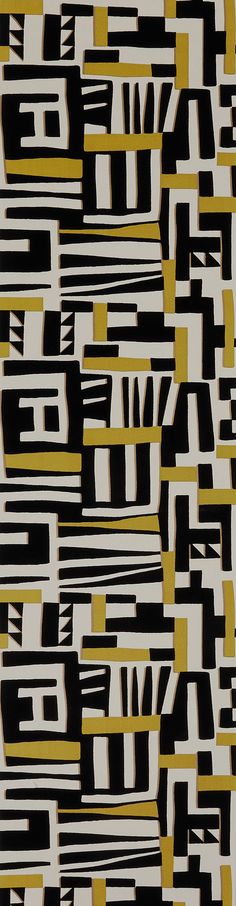 an abstract pattern with black, white and yellow colors