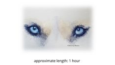 an image of a dog's blue eyes with the words approxinate length 1 hour