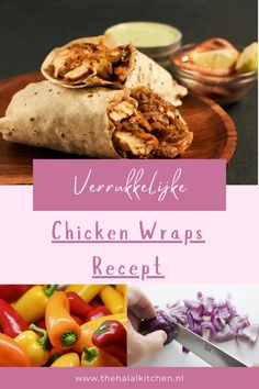 chicken wraps recipe with text overlay