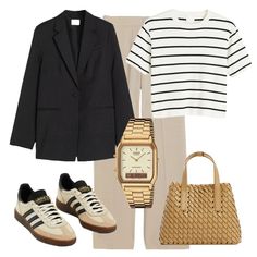 HOW TO STYLE 5 WAYS & Ideas Styling classic black blazer and Brenton t-shirt in different ways, trending but also timeless piece in wardrobe. Starting from casual to a night out event (adding layers, of course) Classic Neutral Tones: pair with solid color bottoms in a shade that compliments one of the stripes or neutral. Material Mixing: Stripes often pair well with satiny skirt materials. Keep it cool with kitten heels. Denim Delight: can always go for classic denim jeans. Keep accessories s... Outfit Noir, Men's Capsule Wardrobe, Spain Outfit, Black Blazer Outfit, Fall Winter Capsule Wardrobe, Outfit Casual Chic, Spring Summer Capsule Wardrobe, Statement Handbag, Classic Capsule Wardrobe