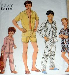 Simplicity 9952 Sewing Pattern, Boys Pajamas, Top and Pants or Shorts, Sleepwear pattern size 4 - 12 CUT pattern. I personally check for all pieces.  COMPLETE Outside sleeve in great vintage condition All patterns packaged in plastic for storage. NOT A PDF OR COPY! * NOTE that this is a paper pattern so you can make the clothing, it is not the finished products for sale. This is a original pattern with all of the pattern pieces and instructions in the original envelope with directions in English, yellowing due to age. Envelope intact but somewhat tattered torn due to age/storage.  All sales are final, no returns.  Thanks for looking! Please check out my other listings: https://www.etsy.com/your/shops/SewnInLife Sleepwear Pattern, Pajamas Vintage, Pajamas Pattern, Shorts Sleepwear, Boys Pjs, Pajama Pattern, 2 Piece Sets, Pattern Pieces, Sewing Pattern Sizes