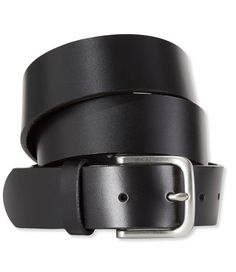 We believe in versatile pieces that are made to last - that's why we crafted this supple leather belt that pairs with everything in your wardrobe and offers everyday style. Order the same size as your pants waist size; if in between sizes, order the next size up. Supple full-grain leather. Silvertone hardware. Pairs perfectly with jeans or chinos. Made in the USA, components USA and imported. Casual Black Belts For Everyday, Casual Black Belt For Everyday, Casual Leather Belt Buckles For Workwear, Adjustable Leather Belt, Adjustable Casual Belt For Workwear, Casual Leather Belt Buckles For Everyday, Casual Leather Belts And Suspenders, Casual Adjustable Leather Belt Buckles, Men's Capsule Wardrobe