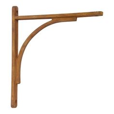 a wooden shelf with a long handle on it's end, against a white background