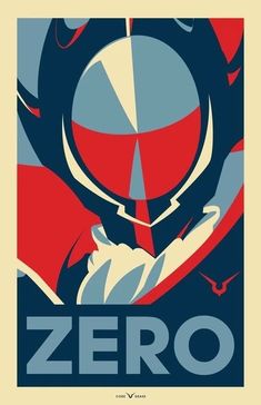 an image of a poster with the word zero in red, white and blue on it