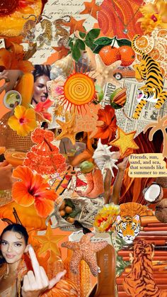 a collage made up of many different pictures and words, including an image of a woman