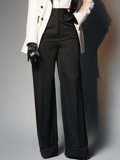 Black Friday Sale,Up To 70% Off.Affordable price buy Pants on Stylewe, SPU: 11IPA70B520, Color: Black, Pants type:Tailored, Silhouette:H-Line. Black Pantsuit Women, Stitching Pants, Black Pantsuit, Pant Suits For Women, Fashion Black And White, Pocket Stitching, Plain Pants, Elegant Coats, Loose Jumpsuit