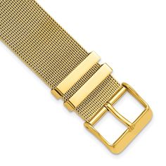 Product Weight Weighs approximately 0.1 grams. Product Dimensions Length of item : 7.5 in Width of item : 18 mm Product Specifications - Finish : Polished - Length of Item : 7.5 in - Material : Accents : Stainless Steel - Watch Band Material : Stainless Steel - Material : Accent Color 1 : Gold Tone - Clasp /Connector : Buckle - Thickness : 1.5 mm - Item Weight U/M : lbs - Width of Item : 18 mm - Watch Band Width : 18 mm - Product Type : Watch - Sold By Unit : Each - Gender : Unisex - Material : Gold Rectangular Watch Bands For Business, Gold Stainless Steel Watch Accessories For Business, Gold Business Watch With Bracelet Strap, Gold Adjustable Metal Watch Accessories, Adjustable Gold Round Watch Bands, Adjustable Round Gold Watch Bands, Classic Gold Watch Bands With Stainless Steel Clasp, Gold Bracelet Strap Watch Band For Business, Gold Polished Finish Watch Accessories For Business