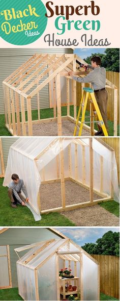 two pictures showing the inside of a small greenhouse, one being opened and another being closed