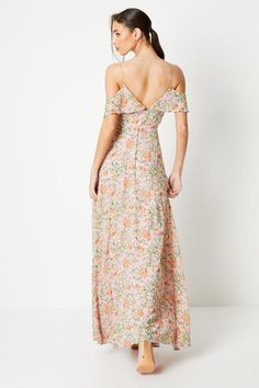 Introducing our iris printed maxi dress, perfect for any occasion. This elegant maxi features a strappy ruffle neckline and is made from luxurious georgette fabric, ensuring both comfort and style. Whether you're attending a garden party or a wedding as a guest, this dress is the ideal choice. The stunning floral print adds a touch of sophistication, making you stand out in the crowd. Look effortlessly beautiful in this dress. Cowl Neck Maxi Dress, Georgette Fabric, 80 Dress, Printed Maxi, Dress Suits, Skirts For Sale, Printed Maxi Dress, Dress Clothes For Women, Guest Dresses