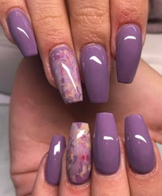 Autumn Purple Nails, Fall Nail Designs Purple, Orange And Lilac Nails, Purple Nude Nails, Fall Purple Nails Art Designs, Purple And Orange Nails Acrylic, Light Purple And Orange Nails, Work Manicure, Purple Fall Nails Design