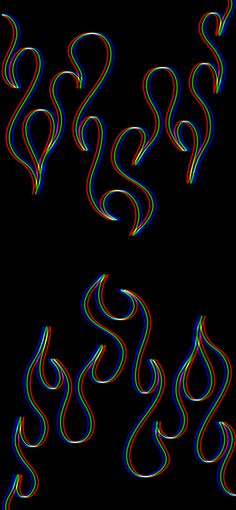 an image of some colorful lines on a black background in the shape of swirls