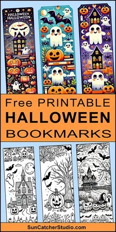 the free printable halloween bookmarks for kids to color and decorate with their favorite characters