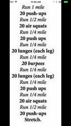 an exercise poster with the words run 1 / 2, 3 / 4 and 5 minutes