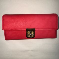 Coral Wallet On A Chain New With Tags Nwt Coral Watermelon Color Faux Leather Gold Hardware And Accents Wear Multiple Ways As A Clutch, Shoulder Bag, Crossbody Or Use As A Wallet Fully Detachable Gold Chain Measurements In Photos But Please Ask Any Questions Gold Medallion On The Front Twists To Open And Close 8 Card Slots Kisslock Compartment 3 Additional Compartments Amazing Pop Of Color Bag To Add To Your Collection And Wear So Many Ways Bundle & Save In My Closet, New Items Are Posted Daily Trendy Red Rectangular Wallet, Chic Red Wallet With Card Slots, Trendy Red Wallet With Card Slots, Trendy Red Wallets For Everyday Use, Trendy Red Clutch Wallet, Red Clutch With Chain Strap For Everyday Use, Trendy Red Clutch For Daily Use, Chic Red Wallet For Everyday Use, Chic Red Everyday Wallet