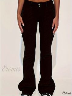 Eromis - Womens Black High Waist Slimming Jeans with Flap Pockets and Flared Legs - Stretchy Denim Pants for Trendy Style Black Stretch Flare Jeans For Summer, Black Stretch Flare Jeans For Night Out, Black High Waist, Pocket Pattern, Trendy Style, Boyfriend Fit, Slim Waist, Slim Jeans, Workout Pants