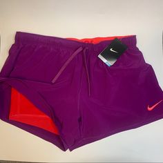 Nike 2-In-1 Running Shorts Size L Shorts Purple, Spandex Bright Fuschia Purple Stretch Training Shorts, Purple Athletic Shorts With Built-in Shorts For Training, Sporty Purple Athletic Shorts With Built-in Shorts, Purple Moisture-wicking Running Shorts, Purple Athletic Shorts For Training, Purple Stretch Athletic Shorts With Moisture-wicking, Purple Athletic Running Shorts With Built-in Shorts, Purple Moisture-wicking Athletic Shorts For Running, Purple Moisture-wicking Stretch Athletic Shorts