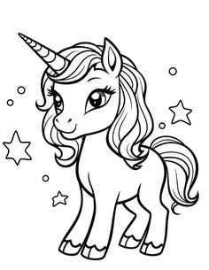 a cute little pony with stars on it's head coloring pages for kids and adults