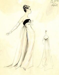 a drawing of a woman in an evening gown