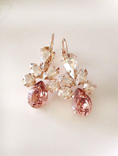 Swarovski crystal earrings, long earrings, dusty rose, champagne, rose gold, bridesmaid gift, chandelier earrings, bridal, light Burgundy Tas Lv, Quinceanera Jewelry, Light Burgundy, November Birthstone Jewelry, Rose Gold Bridesmaid, Leopard Wedges, Geode Jewelry, Champagne Rose, Bridal Earrings Chandelier