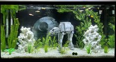 a star wars scene is displayed in an aquarium