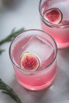 two glasses filled with watermelon and ice