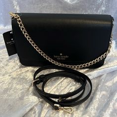 New Kate Spade Madison Saffiqno Leather Convertqble Crossbody. Black. Measures 9.8”W X 6.2”H X 2.2”D With 22” Strap Drop Style#Kc430 Kate Spade Crossbody Shoulder Bag With Detachable Strap, Kate Spade Black Shoulder Bag For Evening, Kate Spade Evening Shoulder Bag, Kate Spade Black Evening Shoulder Bag, Black Kate Spade Shoulder Bag For Evening, Kate Spade Versatile Crossbody Bag, Kate Spade Leather Bag With Chain Strap, Kate Spade Evening Shoulder Bag With Adjustable Strap, Versatile Kate Spade Crossbody Bag