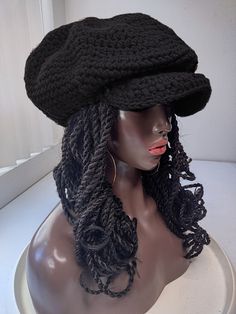 ► ITEM DESCRIPTION ITEM NAME: Black Skate Date  ♦ Hidden drawstring is used around the lower edge for a custom, snug fit. ♦ Hat has a Small stitch structure for a more firm shape.  ♦ Brim has moldable shaping ♦ This hat has some stretch to allow fitting for larger heads ( also good if you have braids, dreadlocks, and thicker hair)    ► MATERIALS Made of 100% colorfast acrylic yarn ► CARE INSTRUCTIONS ♦ Hand wash and Air dry ► CUSTOM OPTIONS ♦ If you would like custom options not shown in the dro Taxi Hat, Skate Date, 70s Hats, Braids Dreadlocks, Jockey Hat, Flat Hat, Crochet Cape, Flat Hats, Purple Party