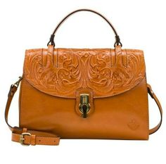 Patricia Nash Stintino Tooled Leather Convertible Flap Satchel-Cognac-NWT              HAS ORIGINAL TAG & WARRANTY CARD & CARE TOTEPatricia Nash Stintino Vintage Leather Flap SatchelEven on your not-so-fashionable days, you can still rock a killer handbag when you carry the Stintino Satchel from Patricia Nash. Cut from rich, supple leather, this optional crossbody bag flaunts a vintage-inspired silhouette that will have everyone looking at your handbag and not your sweatpants. Color Choices: Cog Cognac Saddle Bag For Formal Occasions, Elegant Cognac Saddle Bag, Cognac Colored Formal Bag For Fall, Elegant Cognac Bags For Fall, Elegant Brandy Leather Bag, Rock A, Tooled Leather, Distressed Leather, Leather Design