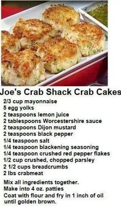 the recipe for joe's crab shack crab cakes